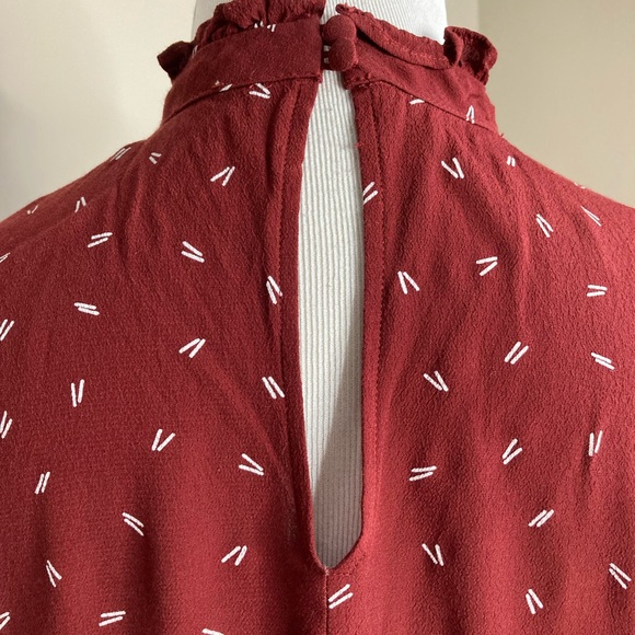 Loft Burgundy High Neck Swing Mini Dress - Picture 3 of 4